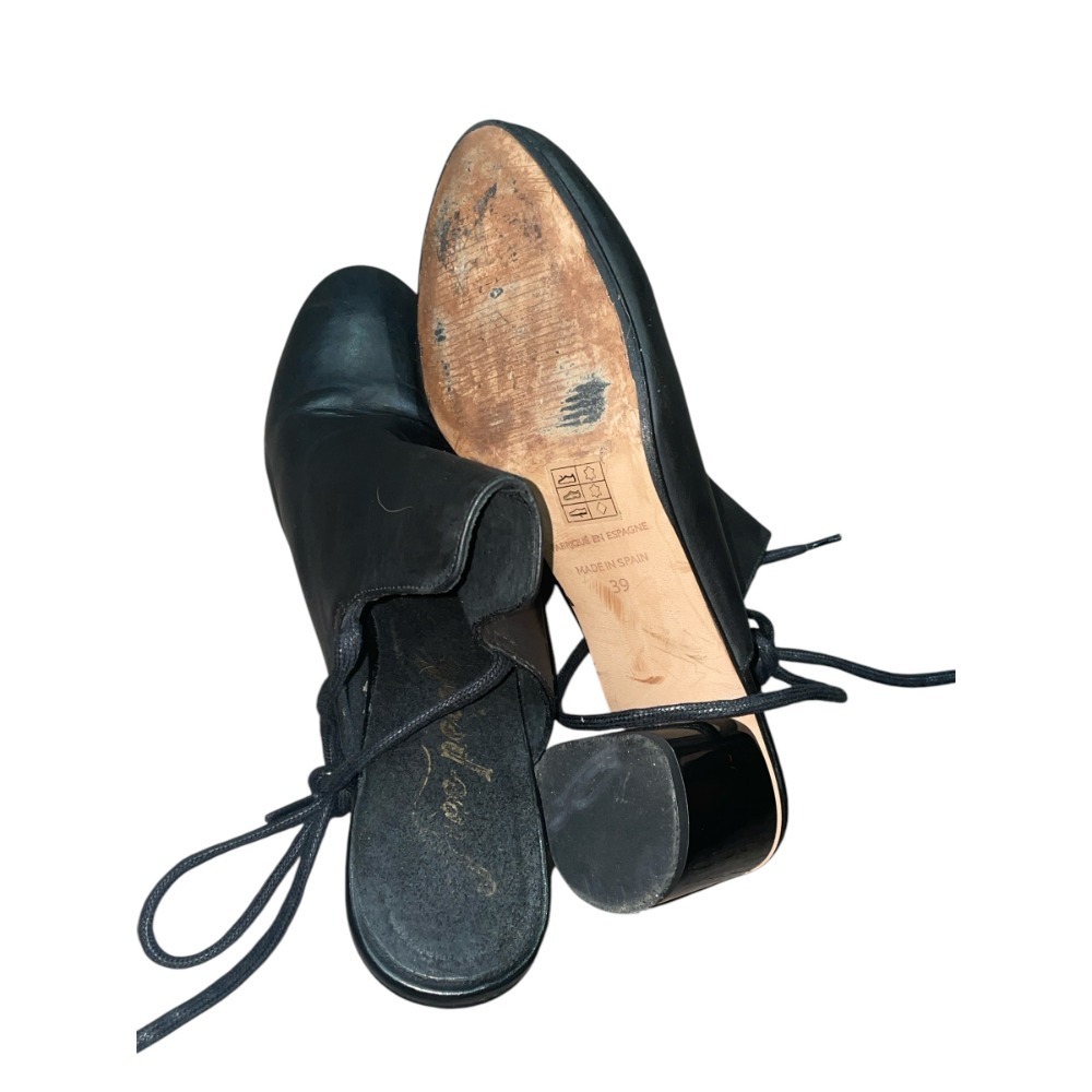 Free People  Black leather Womens heeled‎ Mules tie on the back - Picture 5 of 5